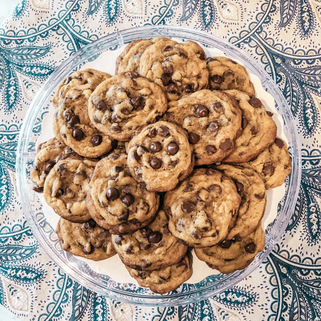platter of chocolate chip cookies